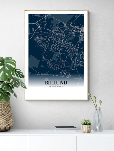 Billund byplakat 30x40 / Mørkeblå Byplakat Plakata