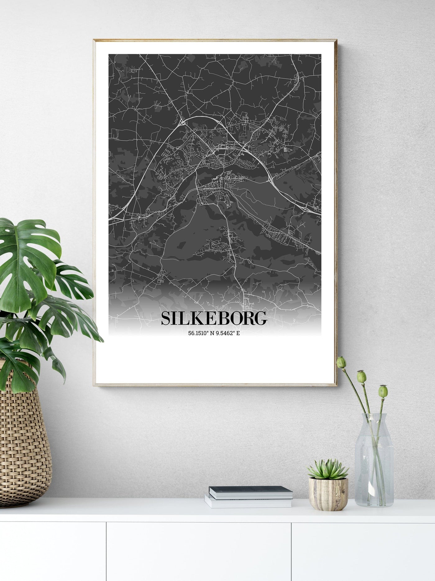 Silkeborg byplakat 30x40 / Sort Byplakat Plakata