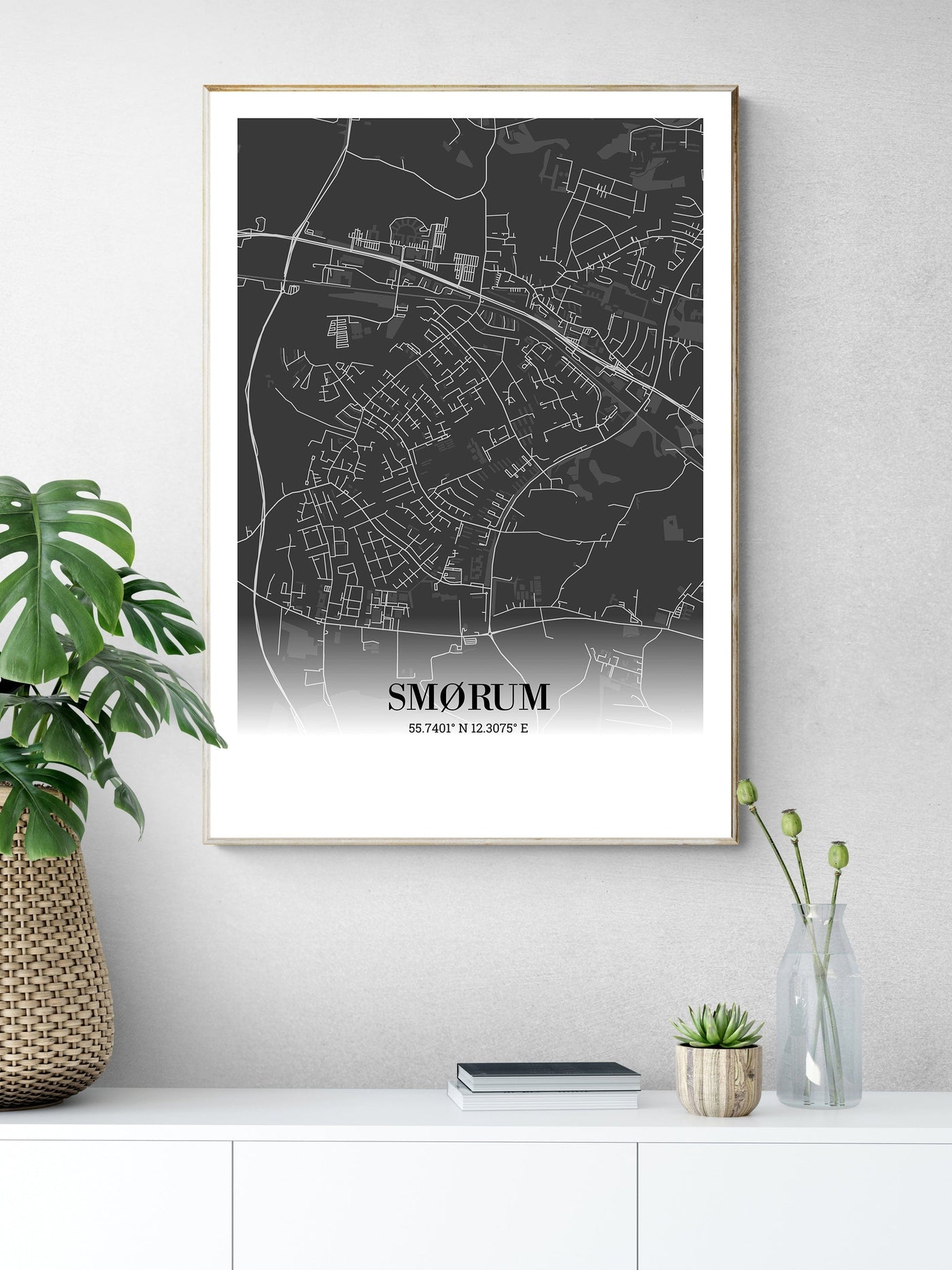 Smørum byplakat 30x40 / Sort Byplakat Plakata